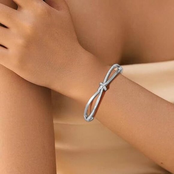 Neiman Marcus Titanium Plated Bow Bracelet - Picture 2 of 4